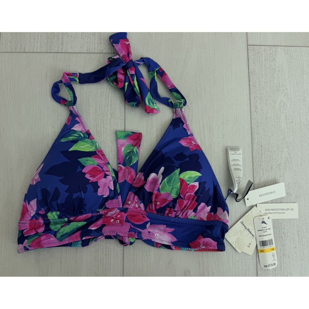NWT Tommy Bahama Reversible Bougainville Floral Bikini Top Sz M Colorful $110